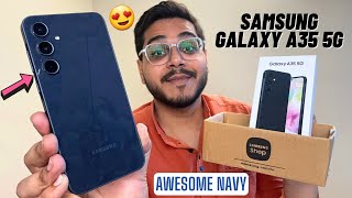 Samsung Galaxy A35 5G Awesome Navy Colour (8+128GB) Retail Unit Unboxing and Full Overview😍