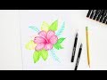 Gencrafts Watercolor Brush Pens Set of 100 Demo - Speed Paint - Tropical Flower