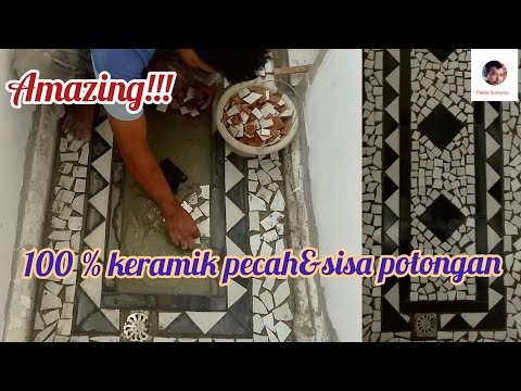 AMAZING Pembuatan Lantai Dengan Sisa Potongan Keramik  