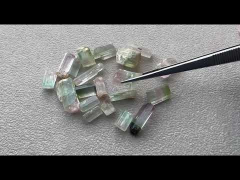 Lot #4 Raw Bi-color Tourmalines from Afghanistan 106.28 ct 20 pcs Video  № 1