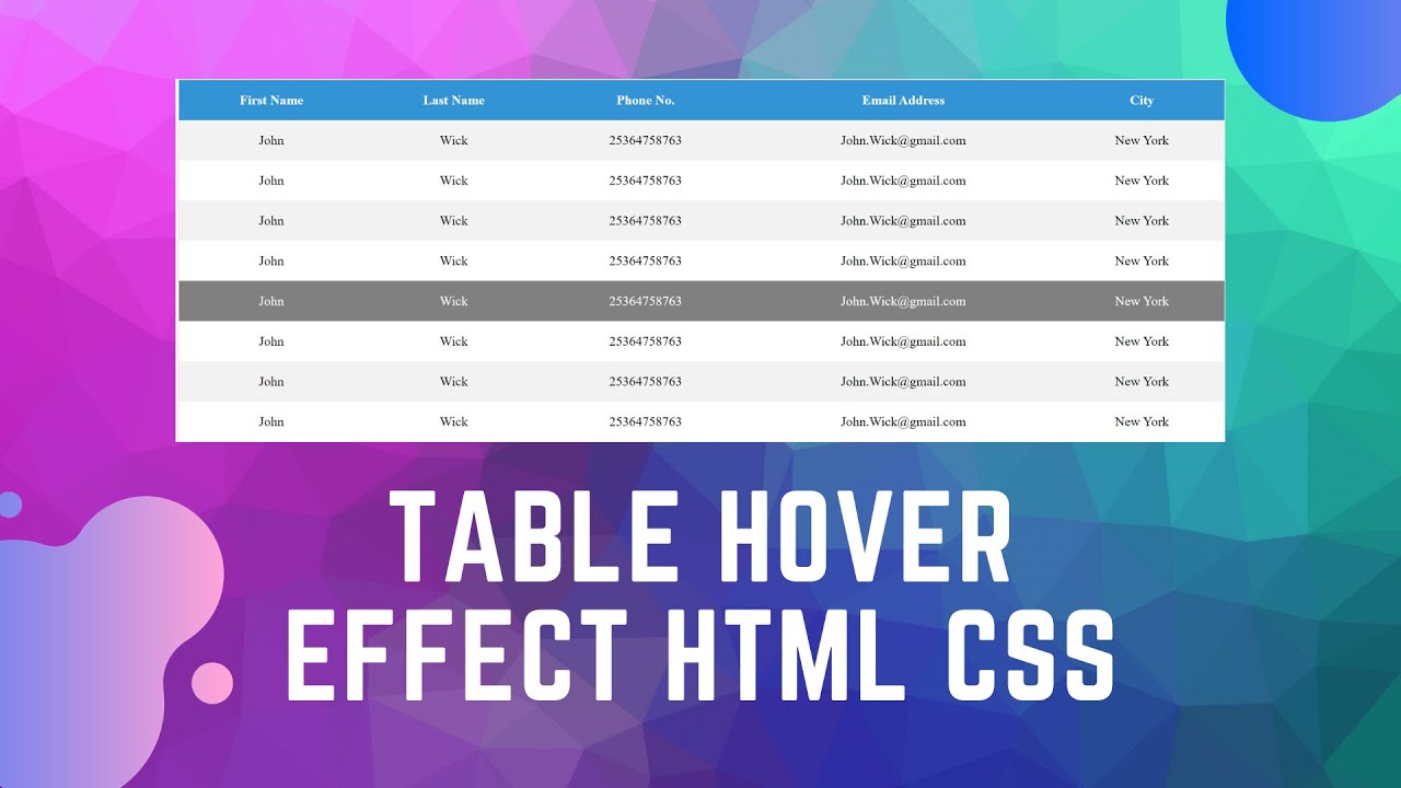 Pure CSS Table Hover Effects | Tutorials for Beginners - YouTube