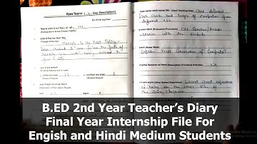 Teachers Diary B.ed 2nd Year || B.Ed Final Year Internship File || English & Hindi Medium Student
