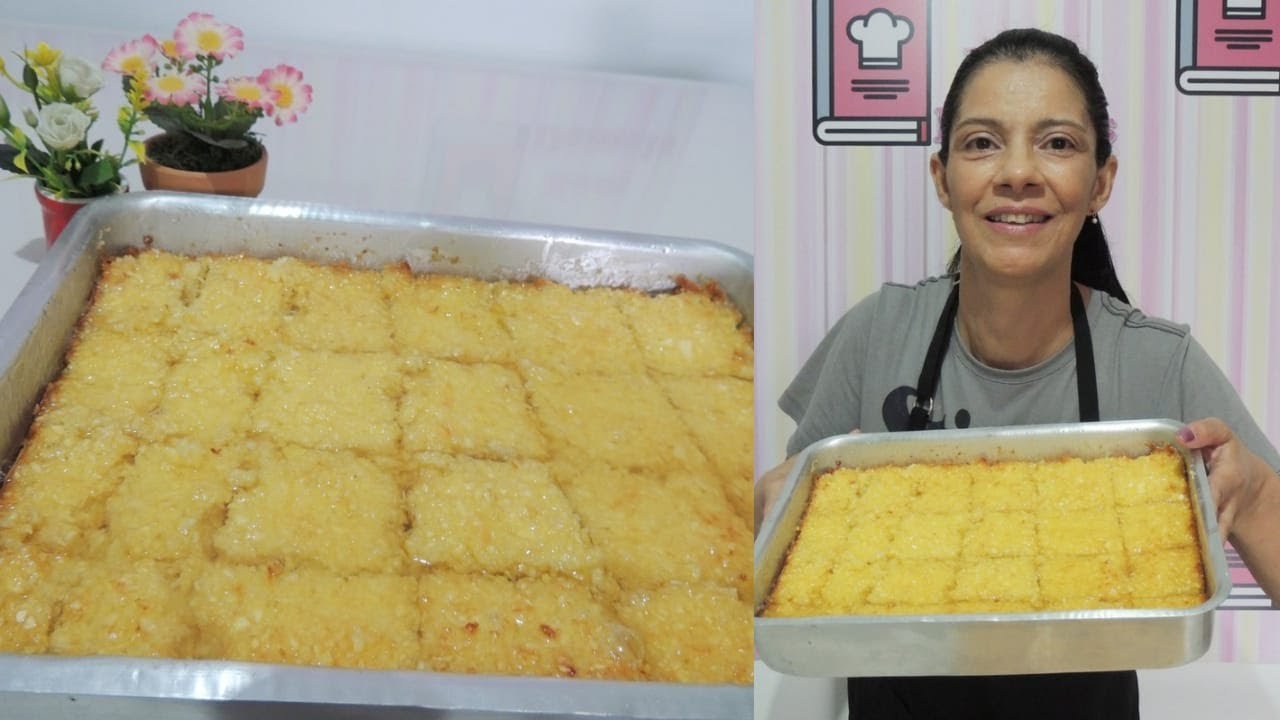 Queijadinha de mandioca na travessa, deliciosa