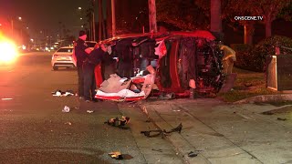 Two Ejected, One Trapped, All Critical In Possible Inhalant DUI Crash