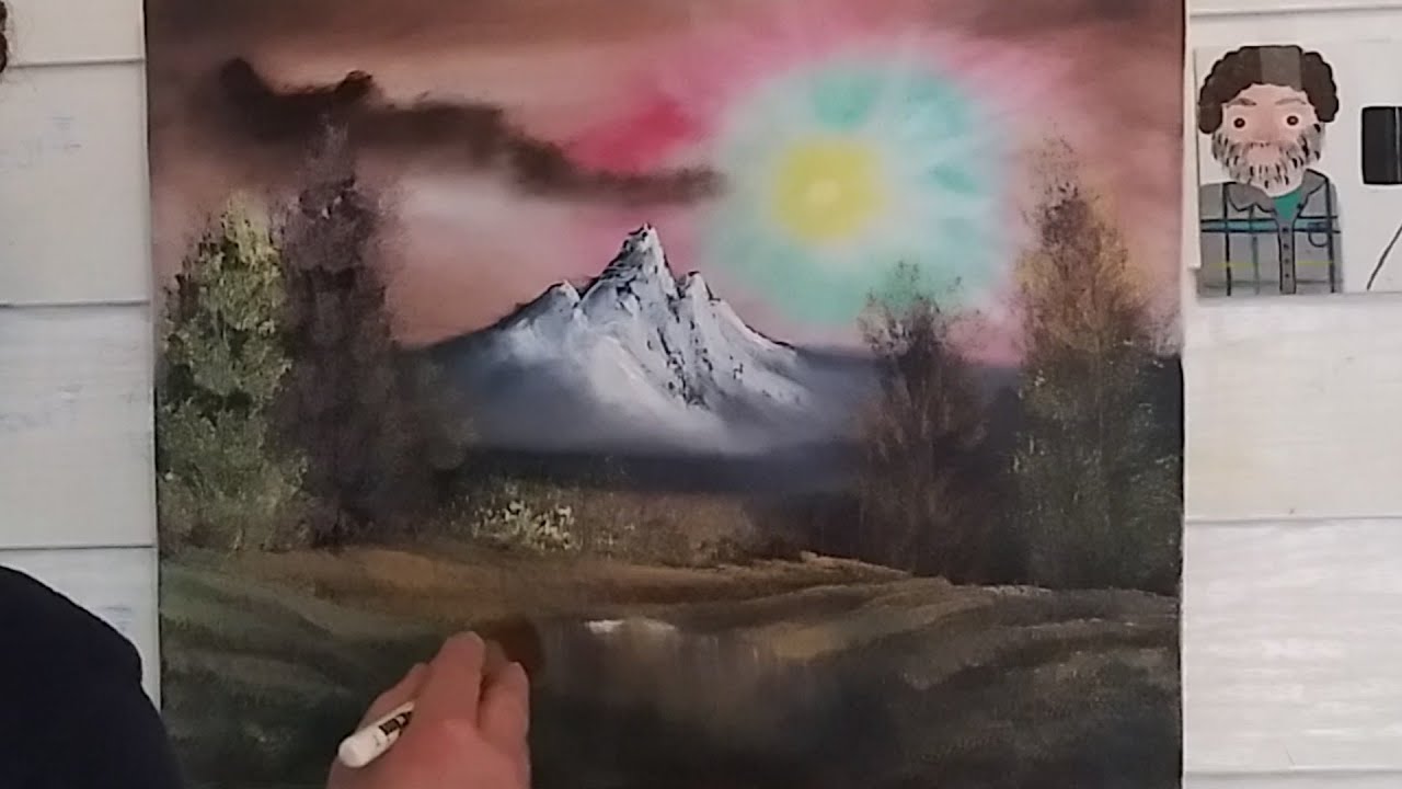 Calming pond Bob Ross style painting tutorial - YouTube