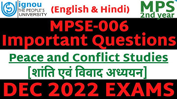 MPSE-006 Important Questions For December 2022 Exams | English & Hindi Medium | IGNOU | MPS |