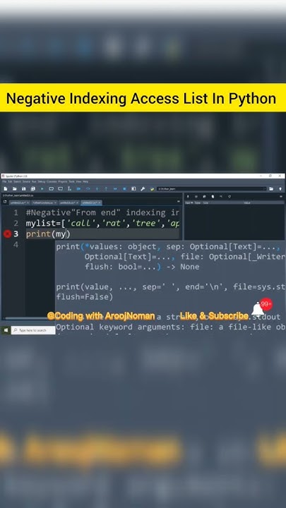 Negative Indexing Access List In Python. #python #pythonbasics # ...