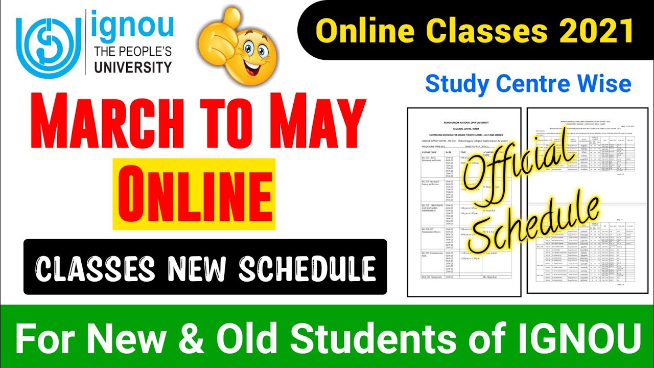 IGNOU Released Online Classes Schedule 2021 For New Students | IGNOU Online Counselling New Update