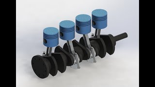 Tutorial de SolidworksEstudio de movimiento, motor de 4 pistones  (partes en la descripción)