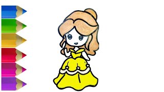 BELLE | Disney Princess Coloring for kids and toddlers #drawing #trending #learn #art #learning