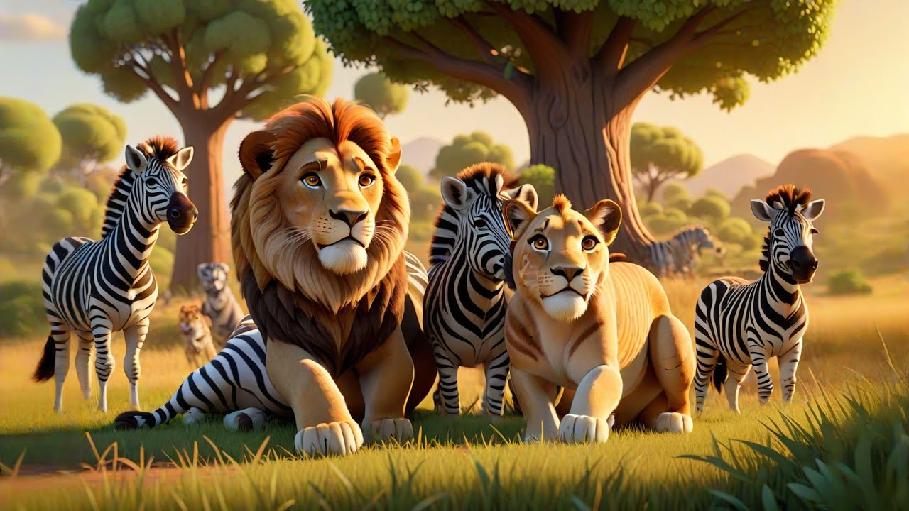 Two Laughing Lions Roar with Glee | Fun Animal Counting Song | Playful Nursery Rhyme and Learning