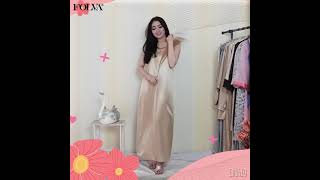 FOLVA bridesmaid dress tanktop panjang baju tidur satin 1510LGDR gold