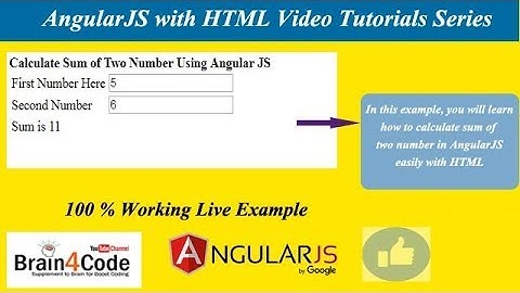 How to Calculate Sum of Two Integer Numbers in AngularJS with HTML | Hindi | Learn AngularJS