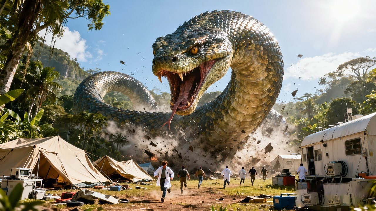 【蛇噬基地】远古巨蛇血洗人类基地，一口吞尽满城活人！#巨蜥 #惊悚 #怪兽 #灾难 #电影 #movie #奇妙影视馆 #蜥蜴 #monster