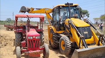 Jcb 3dx Backhoe Machine Loading Soil In Mahindra and Swaraj Tractor | Jcb Video | Jcb and Tractor