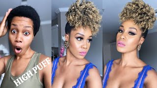 4c NATURAL HAIR HIGH PUFF Transformation USING $9.99 HAIR EXTENSION /Tupo1