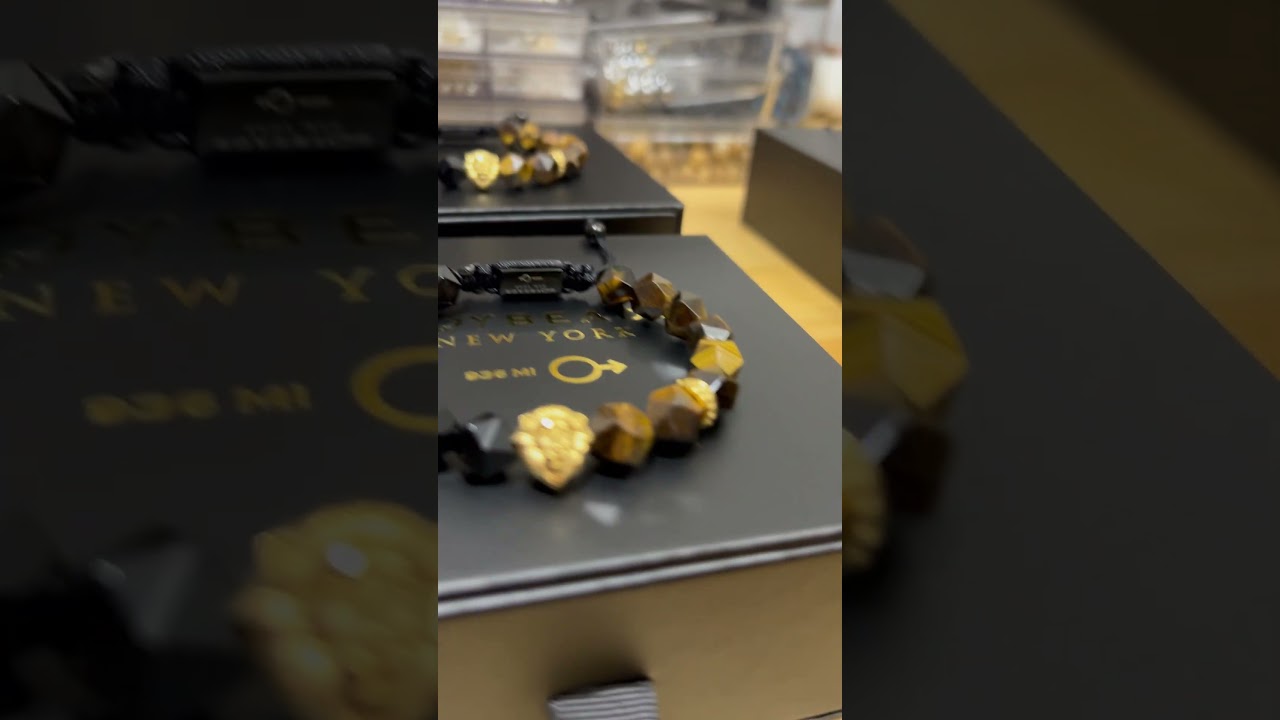 Boybeads Adjustable Tigers Eye Black Onyx Men’s Leo Lion Zodiac Bracelet Birthday Gift for Guys