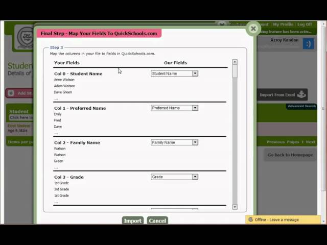 QuickSchools Demo 2: Importing Students from Excel