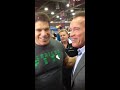 Arnold Schwarzenegger visits Lou Ferrigno at the Arnold expo 2013
