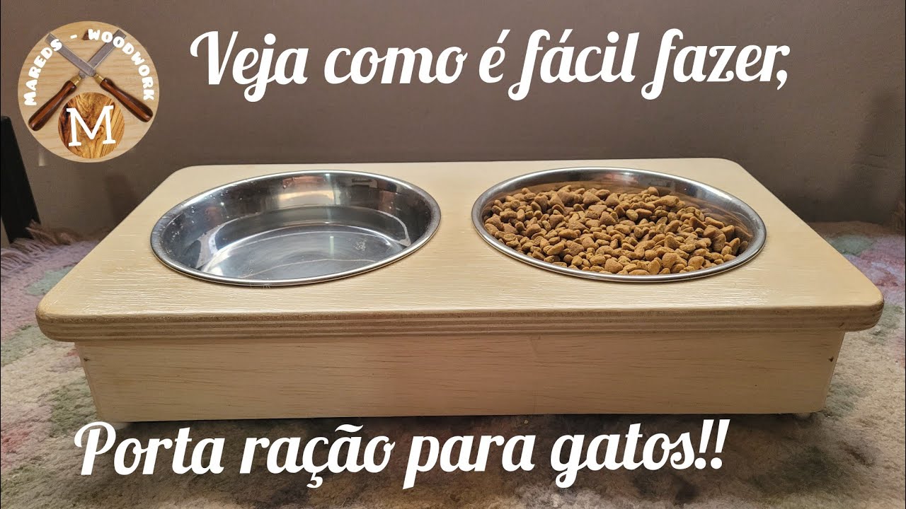 GATOS E CACHORRO, SUPORTE PARA RAÇÃO DE PETS FEITO EM  COMPENSADO, VEJA COMO EU FIZ!!!