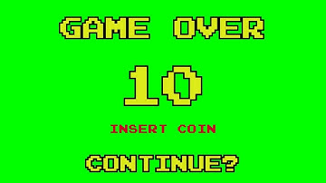 Game over - Insert Coin - Continue? Green Screen Chroma Animation