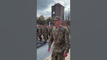 Kellen and his Army ROTC cadets marching into Neyland Stadium