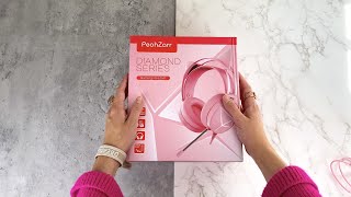 Pink Gaming Headset ASMR Unboxing - PeohZarr for PS4, PS5, Xbox, PC; with LED Lights, Cat Ears