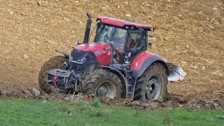 Challenging wet spring plowing in the hill with Case IH Optum 300 cvx + Lemken EurOpal 8