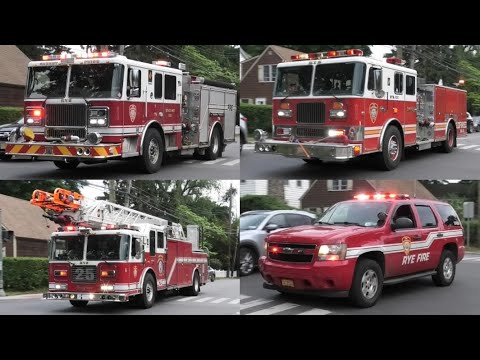 [1997 Seagrave] Rye Fire Department Engine 191, Engine 192 (Spare), Ladder 25, & Car 2423 Responding