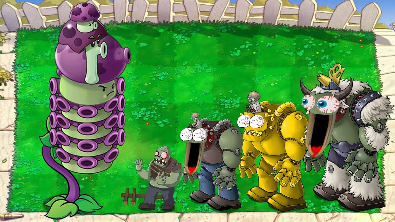 Gloom shroom + Scaredy shroom + Fume shroom Vs Giga Gargantuar Vs Dr ...