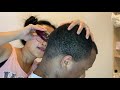 Quarantine haircut | Asian girlfriend cuts black boyfriend's hair