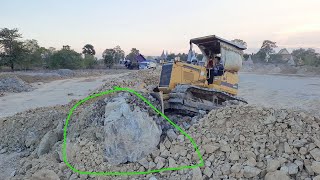 Bulldozer Pushing Stone Land And Dump Truck Unloading EP366