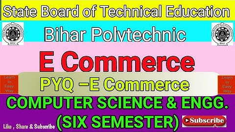 E Commerce ।।PYQ- MCQ।।part -1।।Computer Science six Semester।। SBTE Bihar।।@Learnineasyway