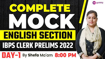 IBPS CLERK PRELIMS 2022 | Complete Mock | English Important Questions By Shefa Ma