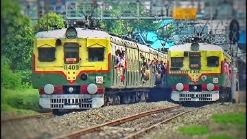 🔥 Three trains crossing! Two EMU train Dangerous parallel race under another EMU train!
