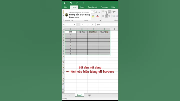 Cách tạo bảng trong Excel nhanh chóng