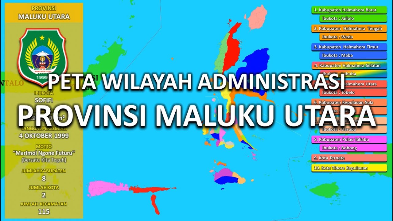 #32 PETA INDONESIA, PROVINSI MALUKU UTARA (KABUPATEN, KOTA & KECAMATAN