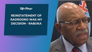 Reinstatement of Radrodro was my decision - Rabuka