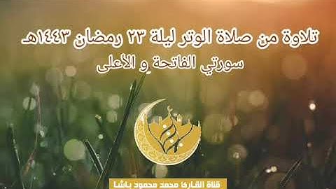 سورة الأعلى ~ تلاوة من صلاة الوتر ليلة ٢٣ رمضان ١٤٤٣ هـ | القارئ محمد محمود باشا