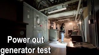 Power outage generator test at high school, real power outage simulation, startup load/transfer