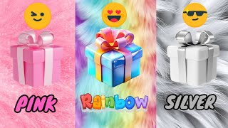 choose your gift😍🌈❤️|| pink vs rainbow vs silver|| pink rainbow vs silver gift 🎁box #3giftbox