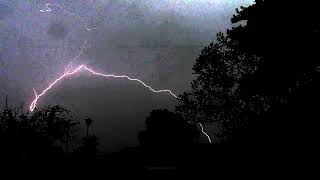 Complex Bipolar Tower Lightning Flash -- Slow Motion Lightning 04/20/24