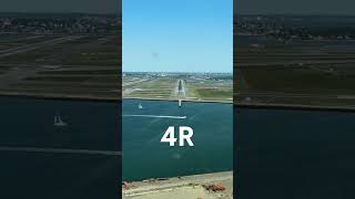 BOS sunny ☀️ day Landing 🛬 4R at Boston Logan INTL 😀 REALTIME 🔴 #shorts