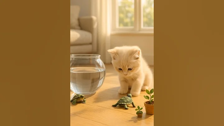cute cat and turtle