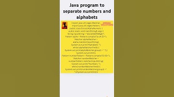 Java program to separate numbers and alphabets #java #programming #interview #cod #code  #education