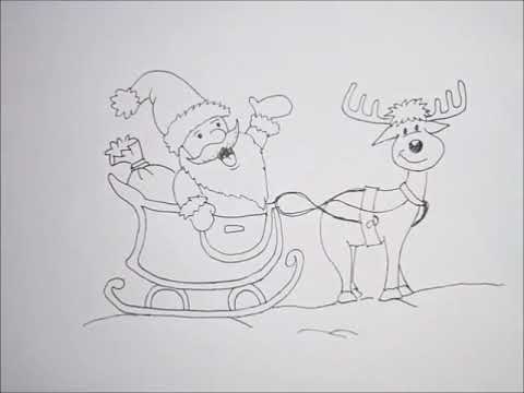 Kako Nacrtati Deda Mraza U Saonicama I Irvasa How To Draw Santa Claus And Reindeer