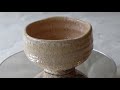 萩焼　山根清玩 作　丸　抹茶碗　小　びわ釉 　回してみました