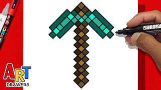 How To Draw Minecraft PICKAXE - Step By Step screenshot 1
