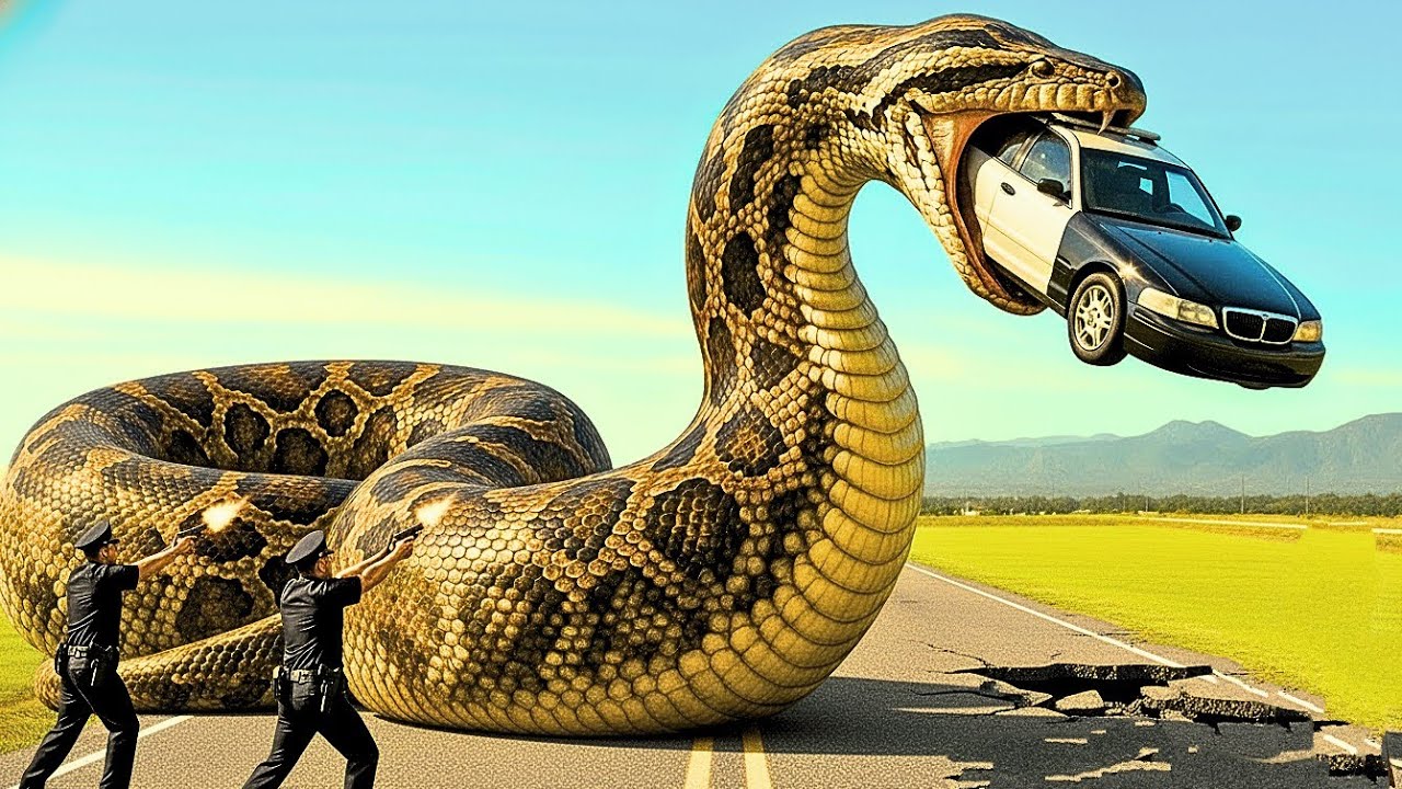 Giant Python Attacks Police Car on Mountain — Man Almost Taken! (Real ...