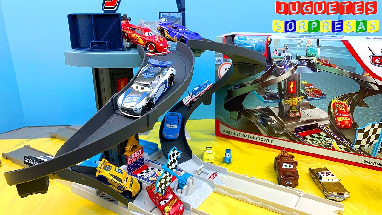 Disney PIXAR Cars RUST EZE RACING TOWER Carros de Carrera Pista de ...